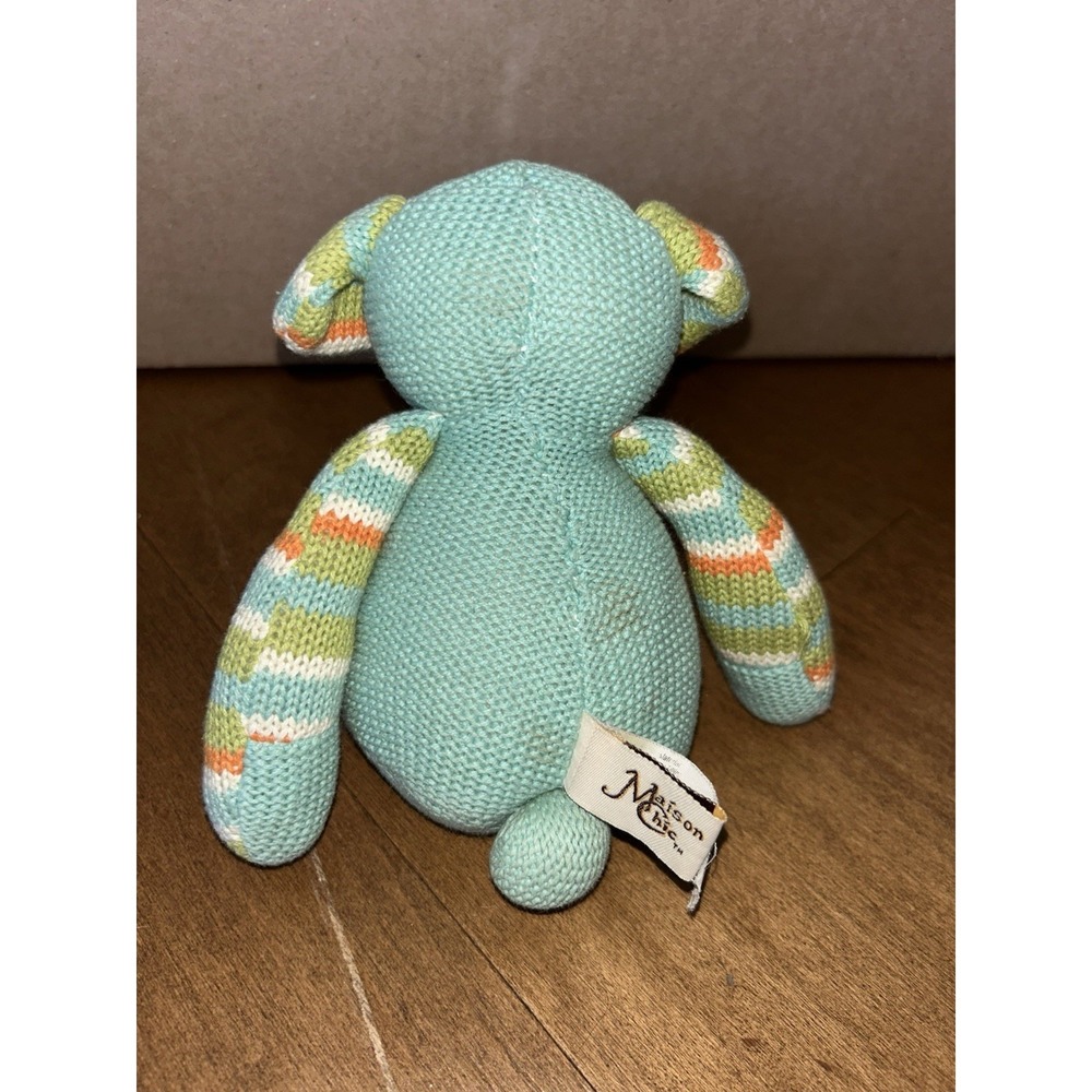 Maison Chic Handmade 12" Knit Stuffed Dog Plush Medium Size Vintage Stripes - Picture 5 of 9